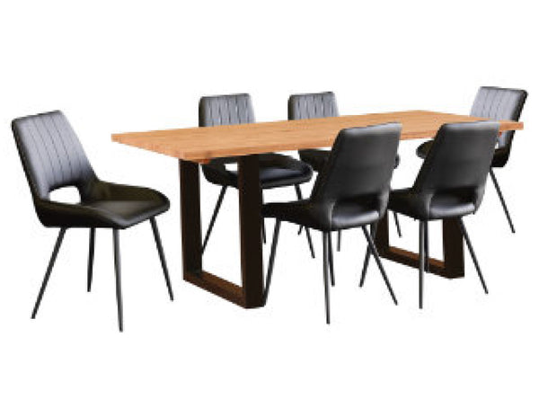 SMYTHSDALE DINING TABLE - 760(H) x 2400(W) x 1145(D) - TASSIE OAK - ROUGH SAWN