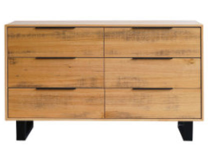 Smythsdale 6 Drawer Dresser / Lowboy - Tassie Oak - Rough Sawn