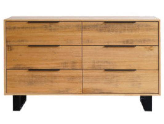 Smythsdale 6 Drawer Dresser / Lowboy - Tassie Oak - Rough Sawn
