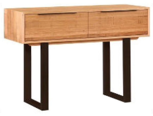 SMYTHSDALE 2 DRAWER HALL TABLE - 830(H) x 1200(W) x 400(D) - TASSIE OAK - ROUGH SAWN