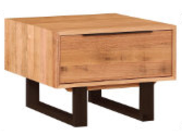 SMYTHSDALE 1 DRAWER LAMP TABLE - 450(H) x 600(W) x 600(D) - TASSIE OAK - ROUGH SAWN