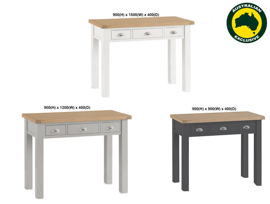 Spencer (AUSSIE MADE) Square Legs Hall / Console Table Collection - Tassie Oak Combination - Assorted Painted / Stained Colours