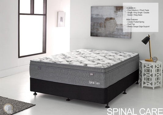 Double Spinal Care Deluxe Euro Top Pocket Spring Mattress (MATTRESS & BASE) With Premium Base - Firm