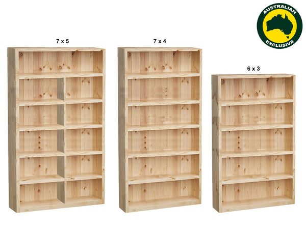 SUSAN (AUSSIE MADE) STANDARD HIGHLINE BOOKCASE WITH 40MM FACINGS COLLECTION - ASSORTED STAINED COLOURS - STARTING FROM $649