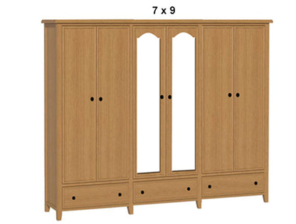 SYDNEYSIDE (AUSSIE MADE) 6 DOOR / 3 DRAWER WARDROBE WITH PICTURE FRAME COLLECTION - ASSORTED STAINED COLOURS - STARTING FROM $2999