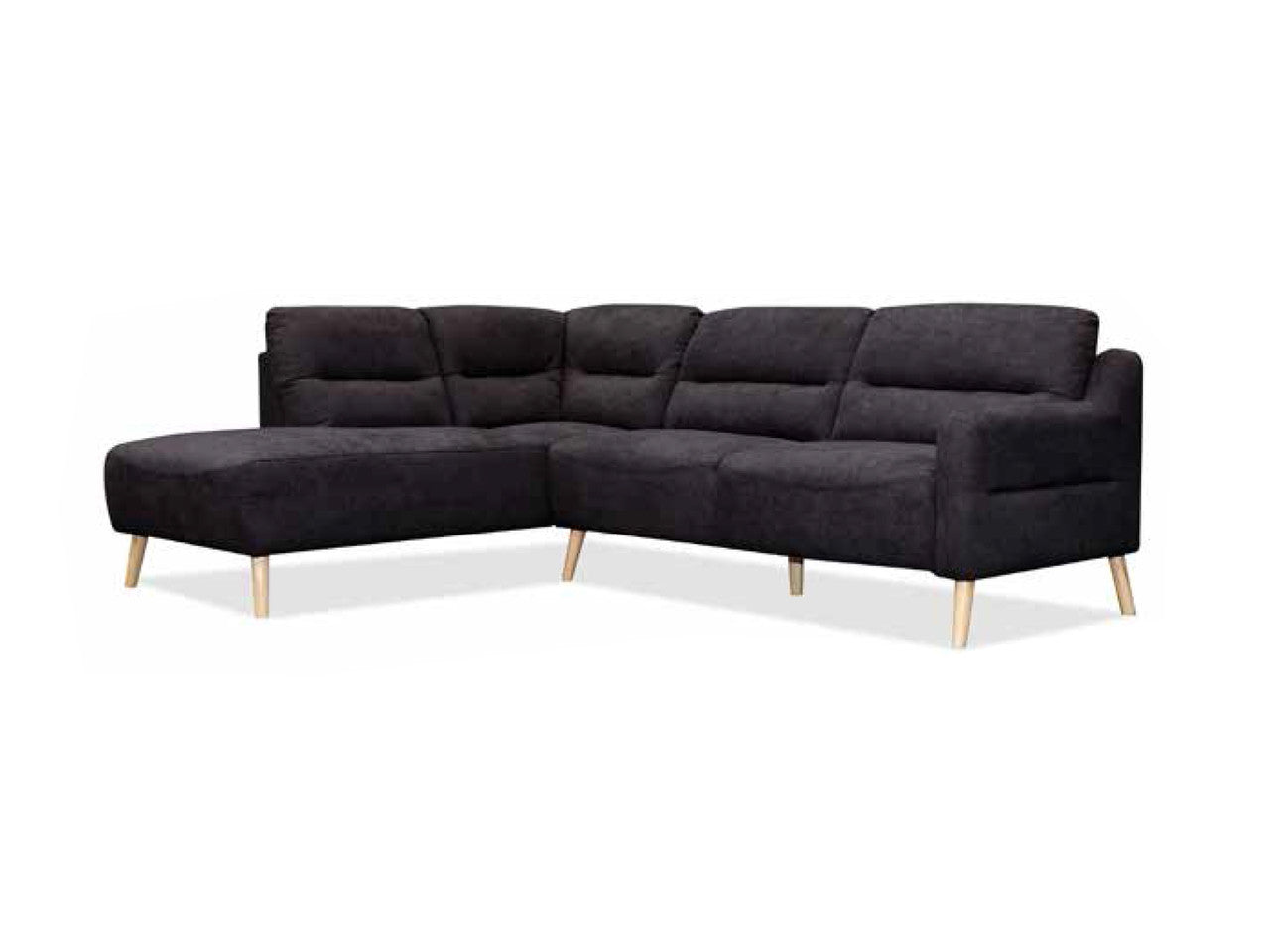 Conbolt Fabric 3 Seater + Chaise - Black