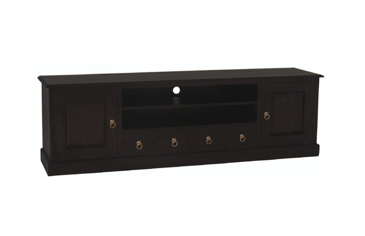 TASMANIA  2 DOOR 4 DRAWER ENTERTAINMENT UNIT (SB 204 PN) -   600(H) X 2000(W) - CHOCOLATE