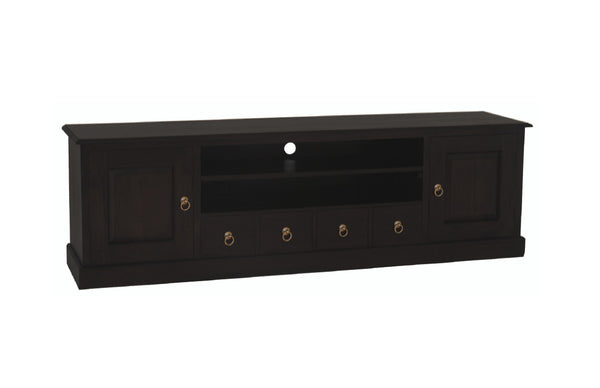 TASMANIA  2 DOOR 4 DRAWER ENTERTAINMENT UNIT (SB 204 PN) -   600(H) X 2000(W) - CHOCOLATE