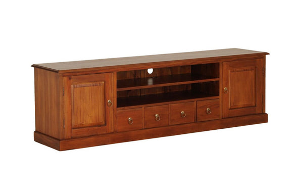 TASMANIA  2 DOOR 4 DRAWER ENTERTAINMENT UNIT (SB 204 PN) -600(H) X 2000(W)- LIGHT PECAN