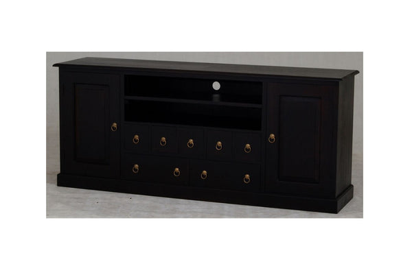 TASMANIA  2 DOOR 7 DRAWER ENTERTAINMENT UNIT (SB 207 PN) -  800(H) x 1870(W) - CHOCOLATE