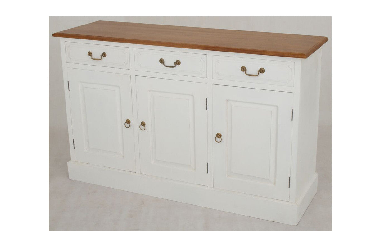 TASMANIA 3 DOOR / 3 DRAWER BUFFET (SB 303 PN) - 900(H) x 1450(W) - TWO -TONED -  WHITE / CARAMEL