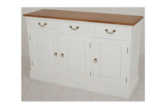 TASMANIA 3 DOOR / 3 DRAWER BUFFET (SB 303 PN) - 900(H) x 1450(W) - TWO -TONED -  WHITE / CARAMEL