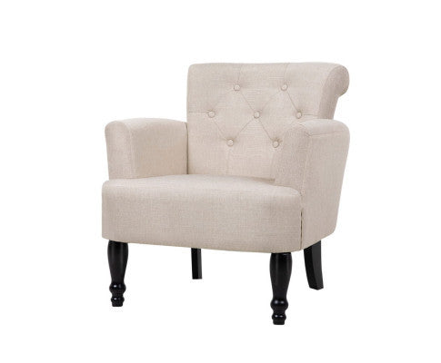 OPHELIA FABRIC LOUNGE ARMCHAIR - TAUPE