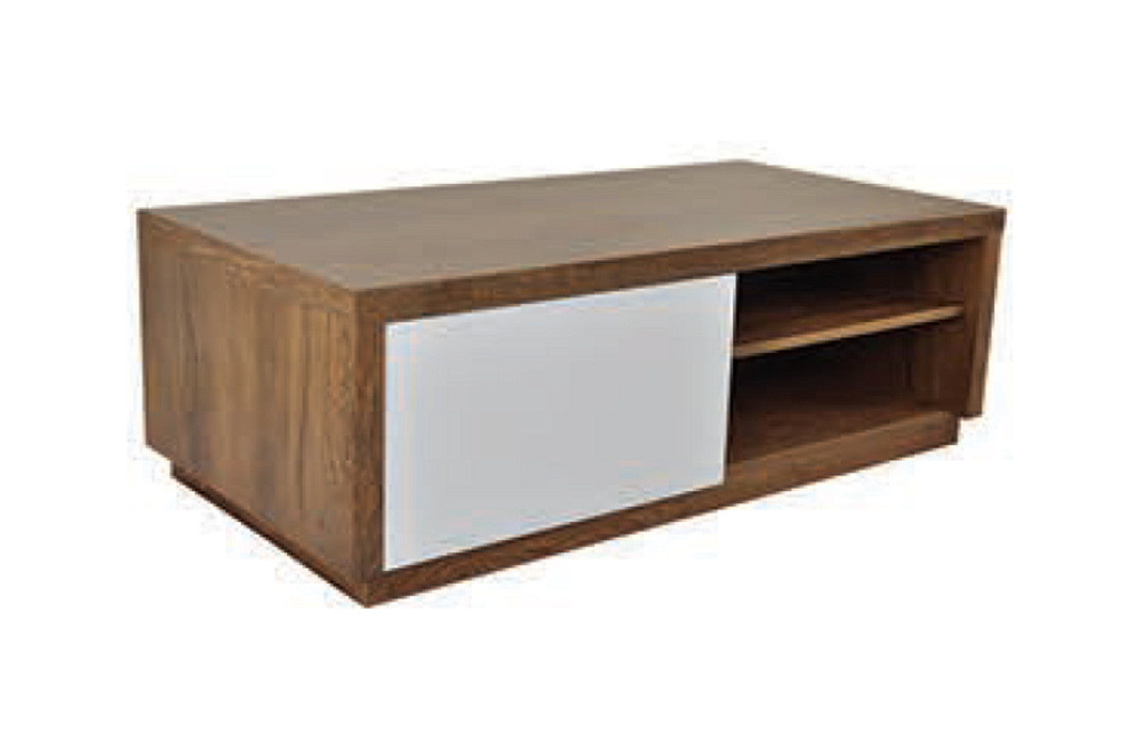Teri Coffee Table With Drawer -1200(W) X 600(D) -high Gloss White / Antique Oak