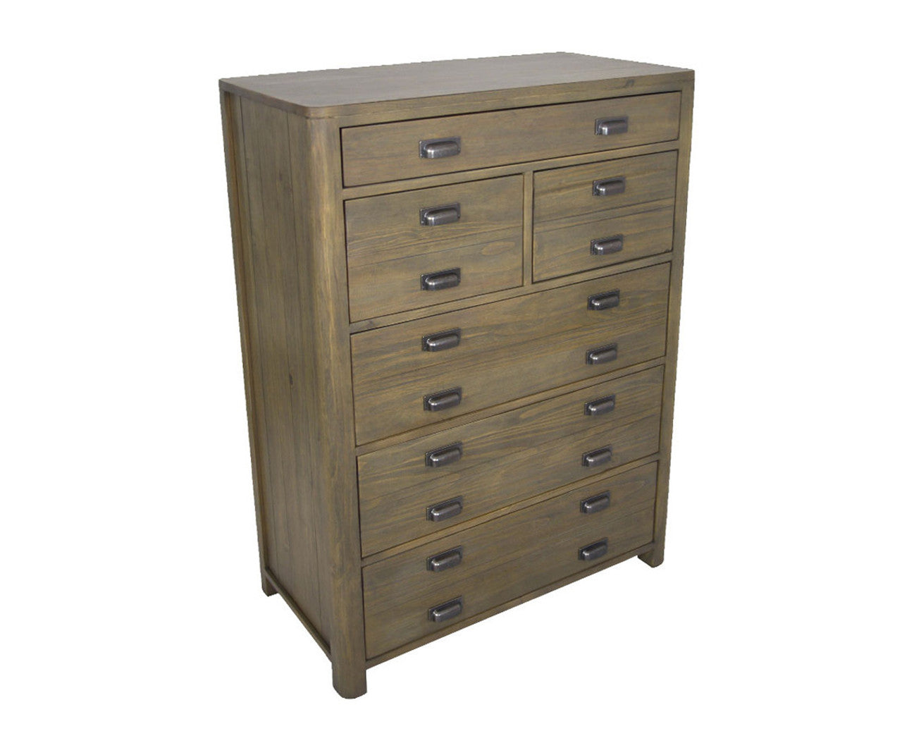 TERRENCE 6 DRAWER TALLBOY CHEST - WASHED OAK