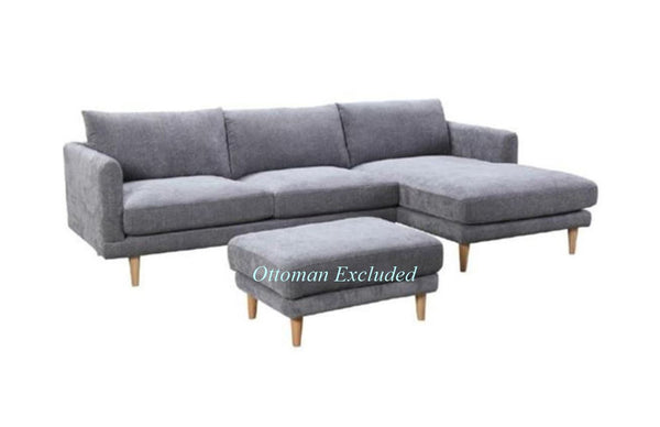 TILLY  FABRIC 2.5  SEATER  + RHF CHAISE ( OTTOMAN EXCLUDED)  - STONE