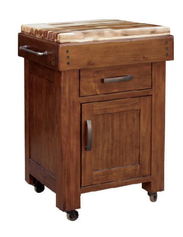 BATANG WORK TIMEWORN BUTCHERS BLOCK HARDWOOD TOP BENCH WITH DRAWER (MODEL:3908) - 860(H) x 700(W) x 560(W) - COUNTRY WALNUT