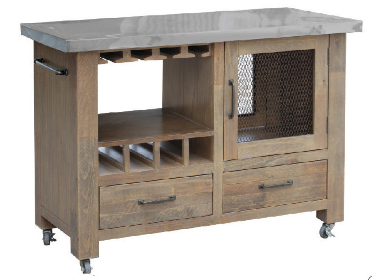 Corbel Timeworn Butchers Block / Work Bench - 2 Drawer / 1 Door With Shelf - Aged Pier