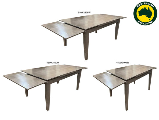 Tommy (AUSSIE MADE) Twin Extension Dining Table Collection - Tassie Oak Combination - Assorted Stained Colours