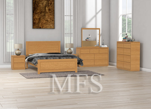 KING JACKIE (CUSTOM MADE) 4 PIECE (TALLBOY) BEDROOM SUITE - TASSIE OAK COMBINATION - ASSORTED COLOURS