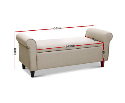 FARAMOND FABRIC BLANKET BOX OTTOMAN STORAGE - TAUPE