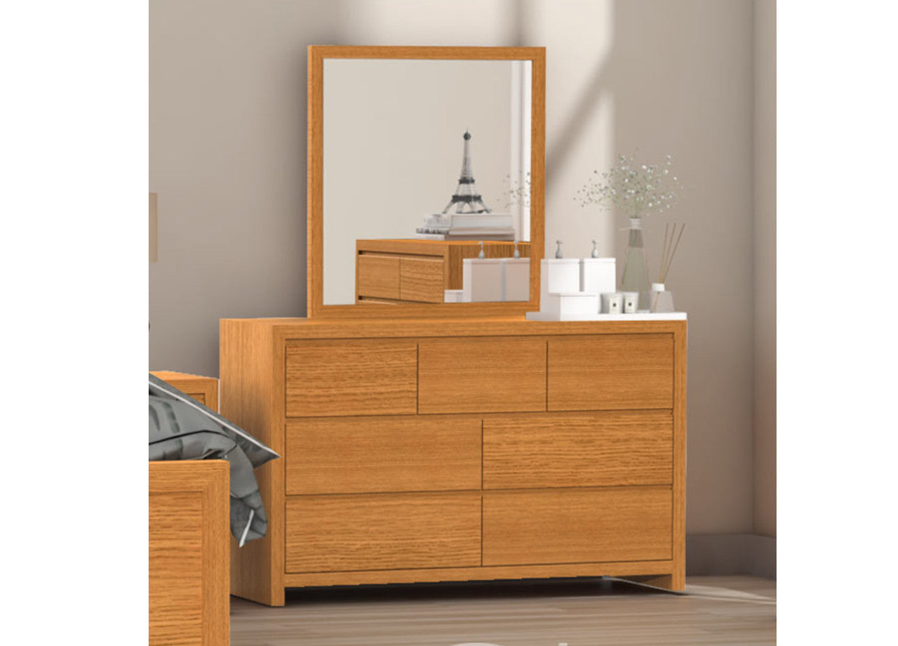 Morgan (AUSSIE MADE) 6 Drawer Dressing Table With Mirror - Blackwood Or American Oak