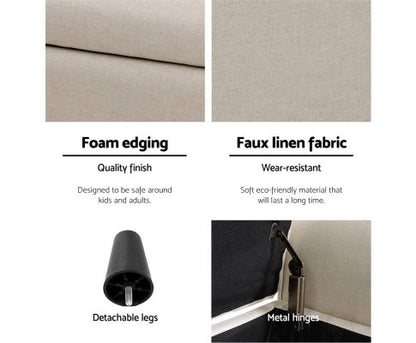 FARAMOND FABRIC BLANKET BOX OTTOMAN STORAGE - TAUPE