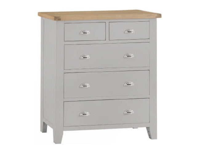 KING SPENCER 4 PIECE TALLBOY BEDROOM SUITE - GREY  / LIGHT OAK (2 TONE)