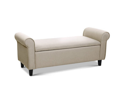 FARAMOND FABRIC BLANKET BOX OTTOMAN STORAGE - TAUPE