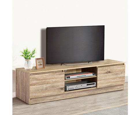 Callum Wooden TV Entertainment Unit With 2 Doors - 400(H) X 1600(W) X 400(D) - Natural