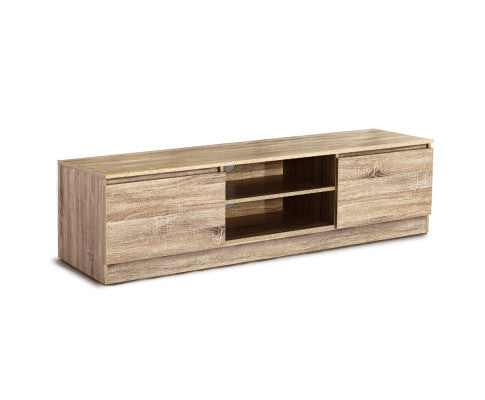 CALLUM WOODEN TV ENTERTAINMENT UNIT WITH 2 DOORS - 400(H) x 1600(W) x 400(D) - NATURAL
