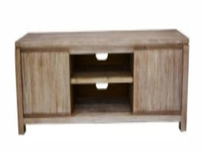 ARCHENAR TV UNIT WITH 2 NICHES AND DOOR - 550(H) x 1550(W) - (MODEL: VH-ASAH-04) - PEWTER / DARK EARTH