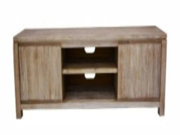 ARCHENAR TV UNIT WITH 2 NICHES AND DOOR - 550(H) x 1550(W) - (MODEL: VH-ASAH-04) - PEWTER / DARK EARTH
