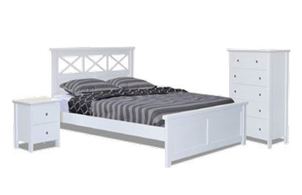 Twister Queen 4 Piece Tallboy Bedroom Suite (3306) - With Nicky Case Goods - White