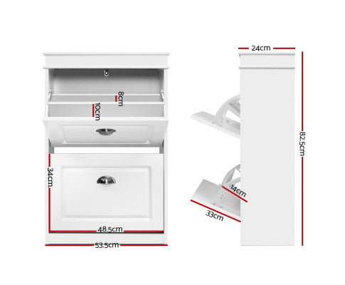 REGULUS SHOE CABINET STORAGE RACKS WITH 2 COMPARTMENTS  - WHITE