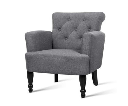 OPHELIA FABRIC LOUNGE ARMCHAIR - GREY