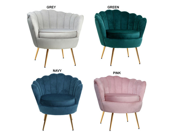 TETIA ACCENT VELVET FABRIC ACCENT CHAIR - ASSORTED COLOURS