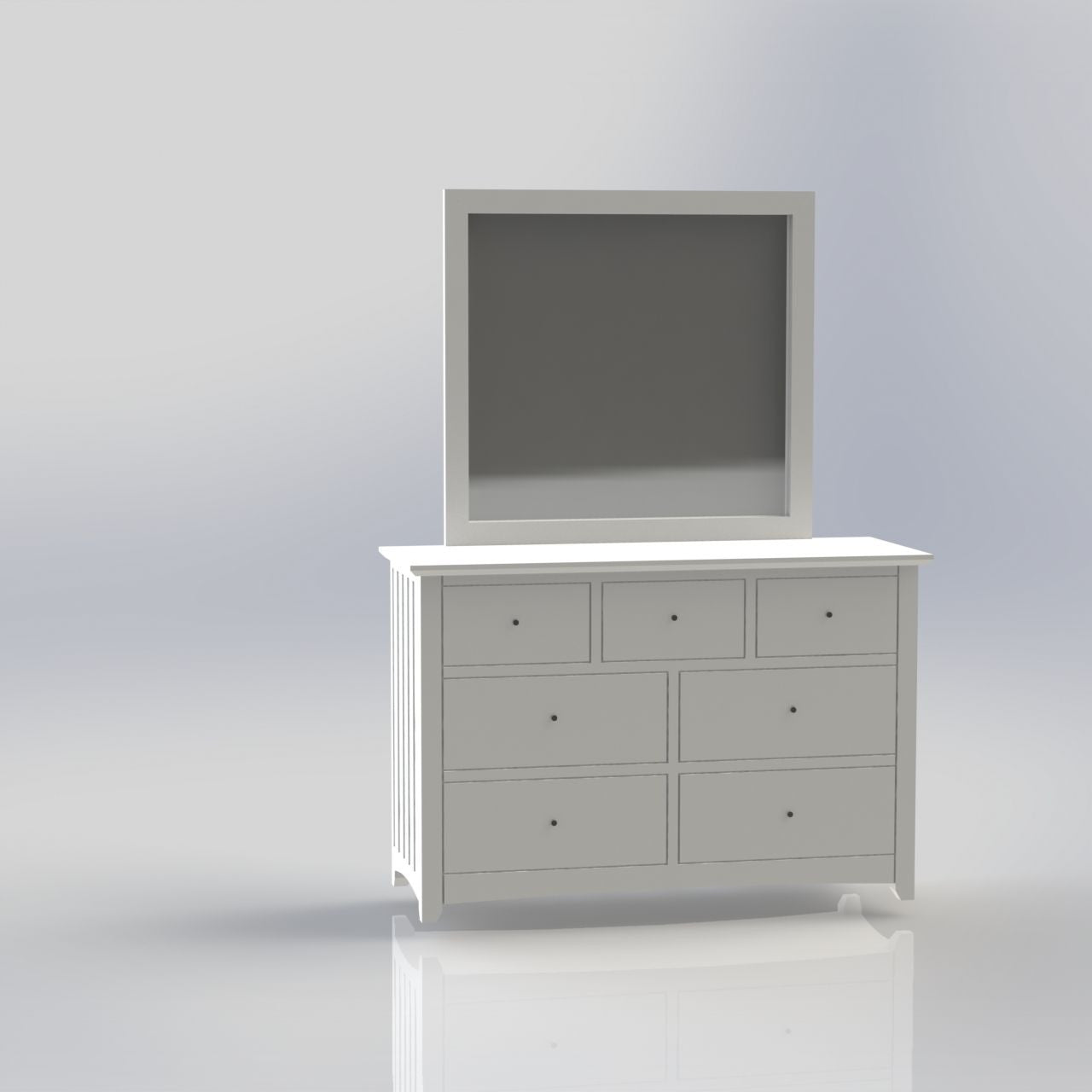 Andreia (CUSTOM MADE) 7 Drawer Dressing Table With Mirror - 1790(H) X 1320(W) X 470(D) - Assorted Colours