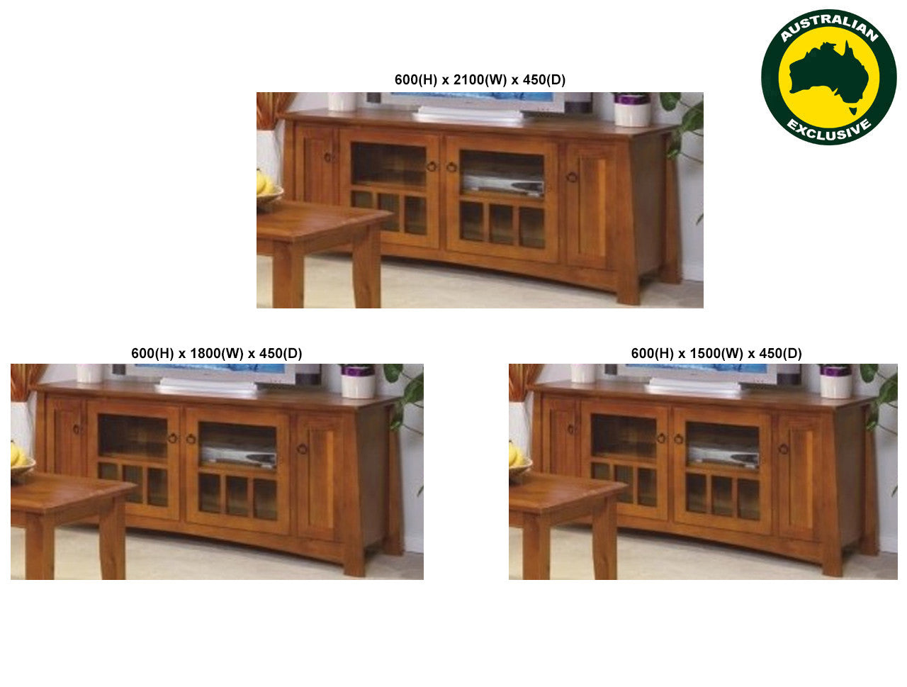 Tokyo (AUSSIE MADE) Lowline TV Unit With Twin Pull-outs Collection - Assorted Stained Colours