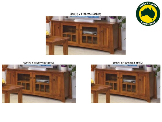 Tokyo (AUSSIE MADE) Lowline TV Unit With Twin Pull-outs Collection - Assorted Stained Colours
