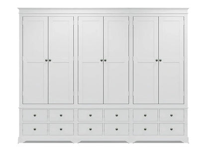 Torridge (AUSSIE MADE) 6 Door / 12 Drawer Wardrobe - 2100(H) X 3150(W) X 520(D) - (2 SECTIONS) - Assorted Painted Colours