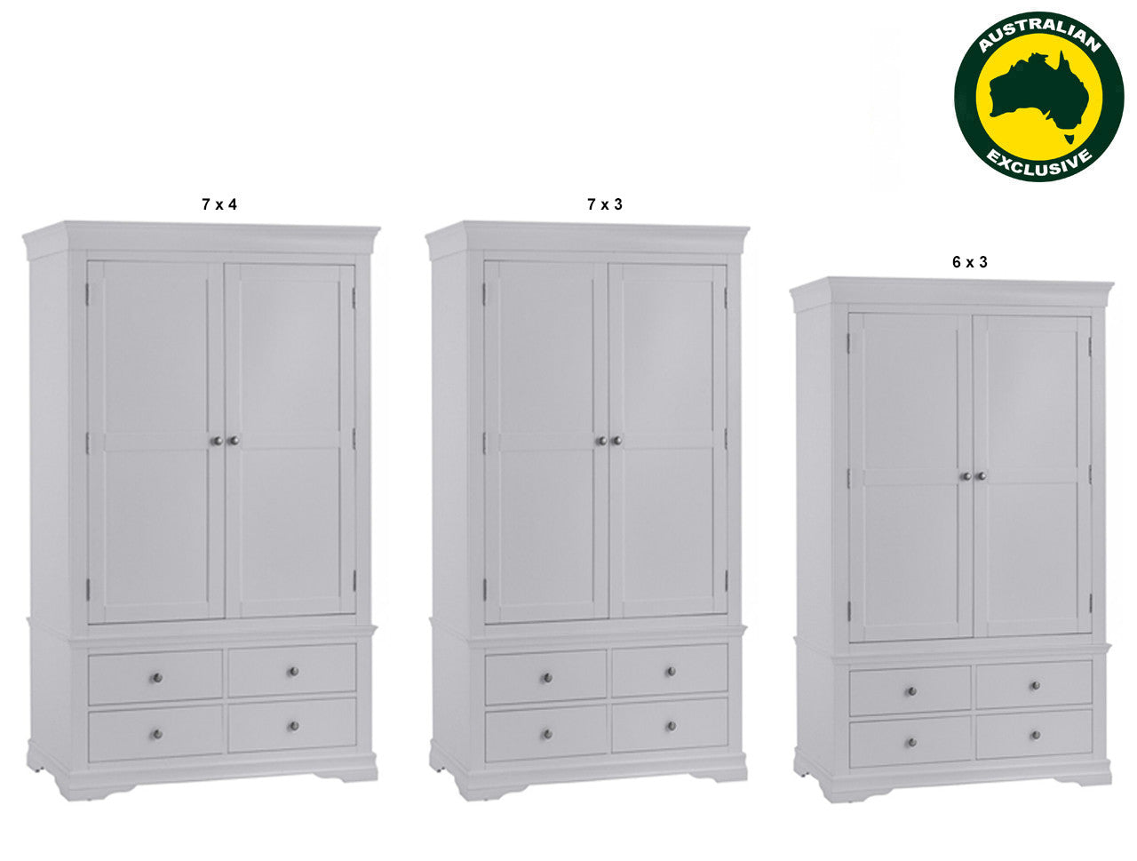 INVIGORATE (AUSSIE MADE) 2 DOOR / 4 DRAWER WARDROBE COLLECTION - ASSORTED PAINTED COLOURS - STARTING FROM $1399
