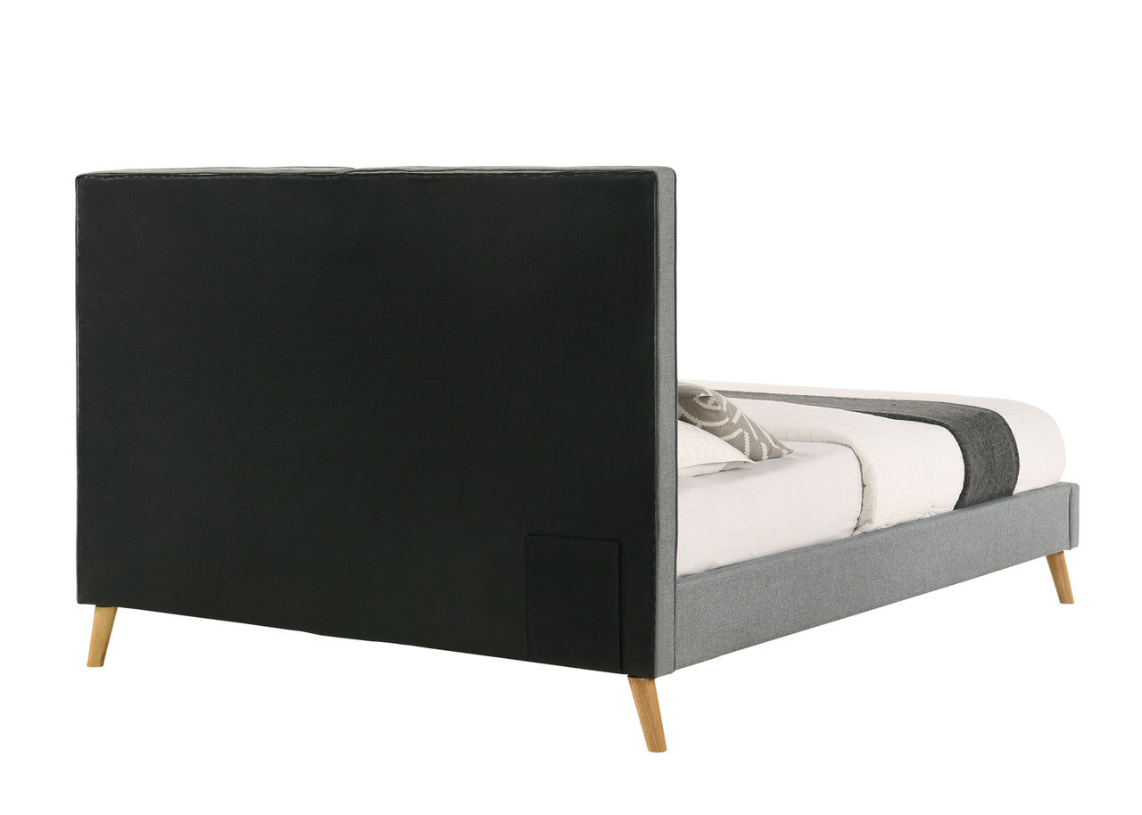 DOUBLE MARILYN LINEN FABRIC BED - SLATE (LIGHT GREY)