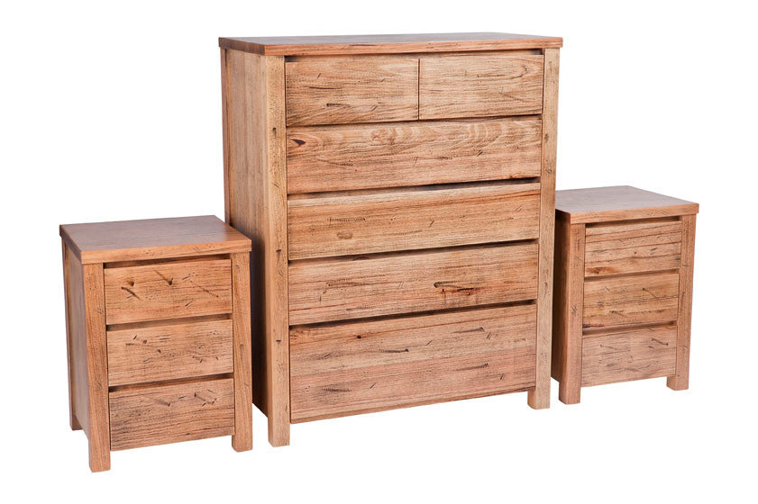 Jacksonville (AUSSIE MADE) 3 Piece Tassie Oak Chest Set (6+3+3) - Assorted Colours
