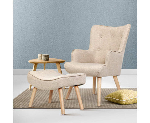 Cristalina Armchair With Ottoman - Beige