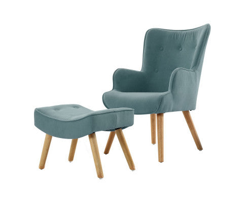 CRISTALINA ARMCHAIR WITH OTTOMAN - BLUE