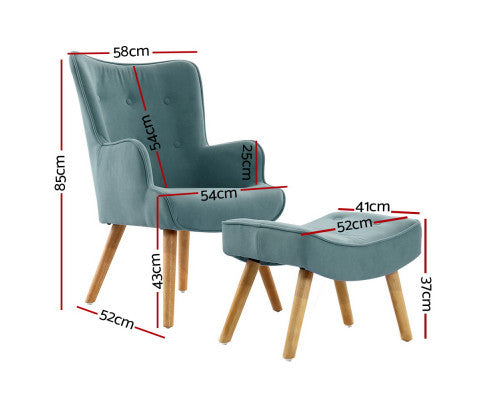 CRISTALINA ARMCHAIR WITH OTTOMAN - BLUE