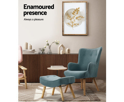 CRISTALINA ARMCHAIR WITH OTTOMAN - BLUE