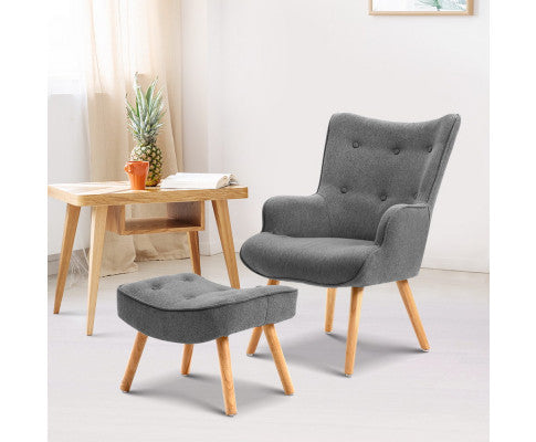Cristalina Armchair With Ottoman - Grey