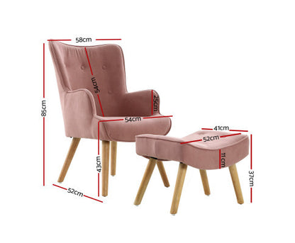 CRISTALINA ARMCHAIR WITH OTTOMAN - PINK